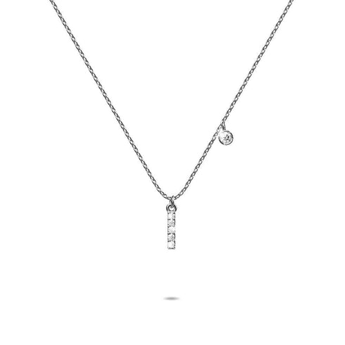 Solid 925 Sterling Silver Initial Crystal Personalised Alphabet Letter Necklace Silver